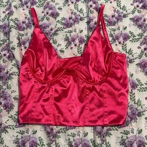 Satin Pink Crop Top